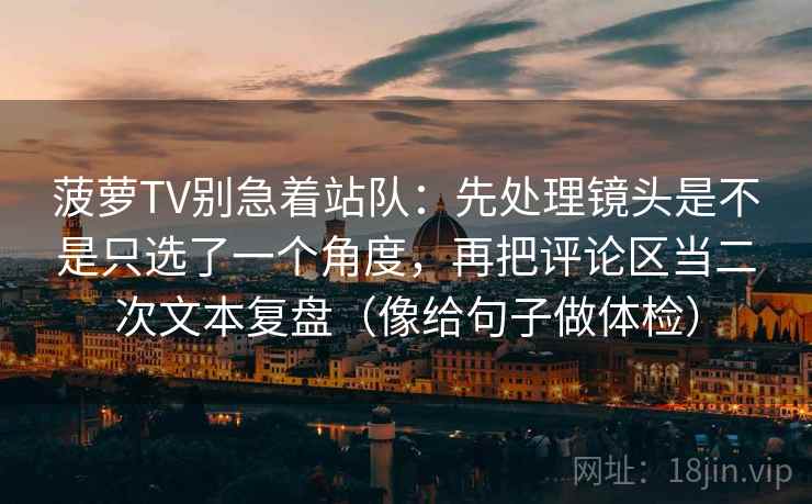 菠萝TV别急着站队：先处理镜头是不是只选了一个角度，再把评论区当二次文本复盘（像给句子做体检）
